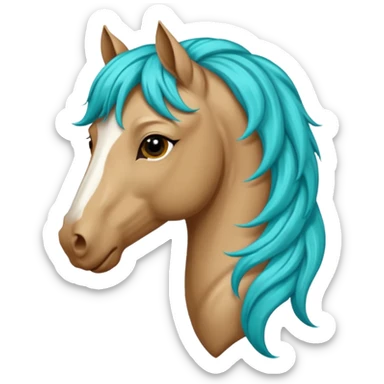 horse head with turquoise hair sticker