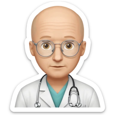 white male doctor a little bald no wrinkles long ears sticker