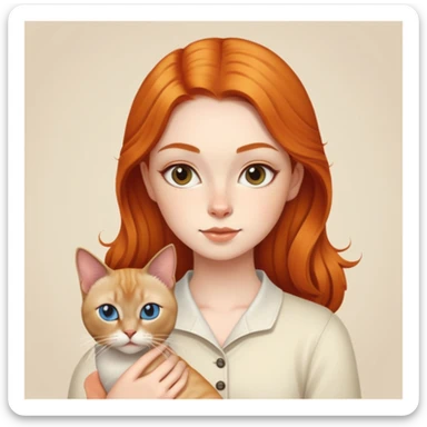 ginger girl artist with a siamese cat sticker