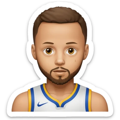 Stephen Curry with a beard sticker