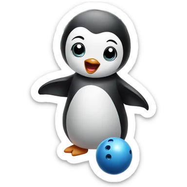 Baby penguin playing bowling sticker