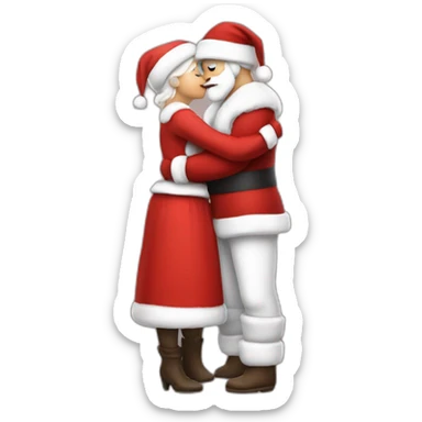 full body santa and mrs. claus kiss hug sticker