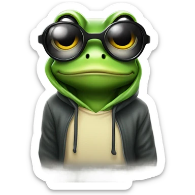 frog wearing a hoodie with sunglasses on sticker