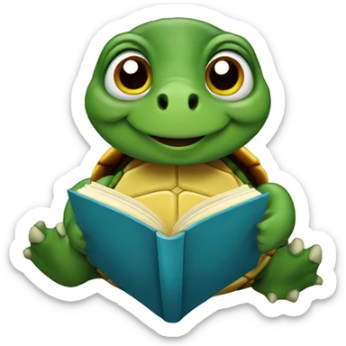 turtle reading a book sticker