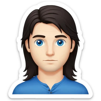 Northern italian young guy with long dark hair and blue eyes sticker