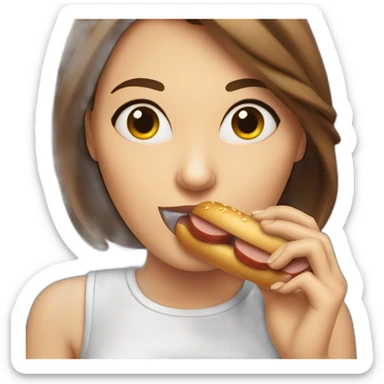 attractive pose white woman eats sausage sticker