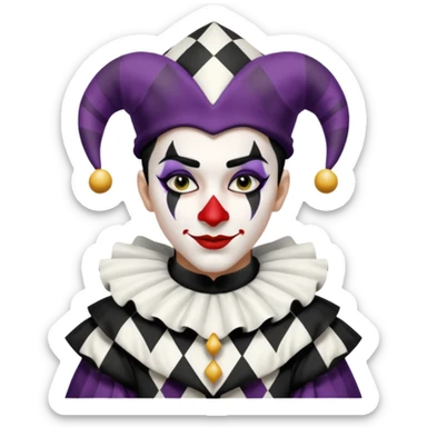 make a black and white jester with white makeup sticker
