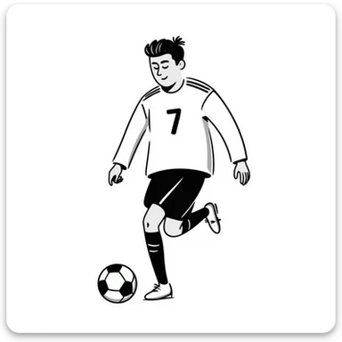 Cristiano Ronaldo with soccer ball, football player with jersey number 7 sticker