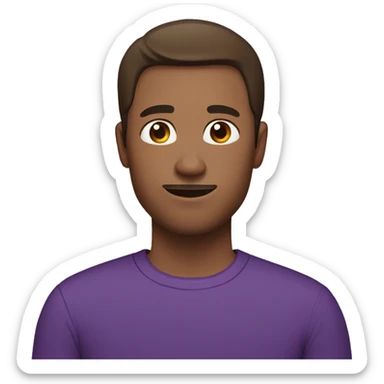 tall male with short brown hair wearing a purple top sticker