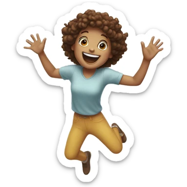 happy person jumping at reaching out arms sticker