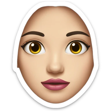 woman long black hair, hazelnuts eyes, pink lips  sticker