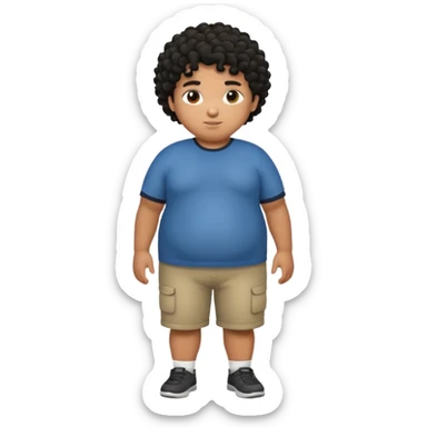 fat person emoji but make him brown skin and curly black hair make it a whole body image and the person is a boy who’s fat sticker