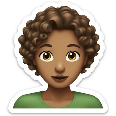 Brunette with green and brown eyes and wavy hair sticker