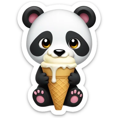 Panda eating ice cream sticker