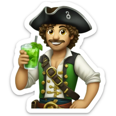 young italian pirate drinking mojito sticker