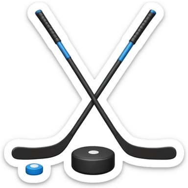 two hockey sticks crossing and a puck sticker
