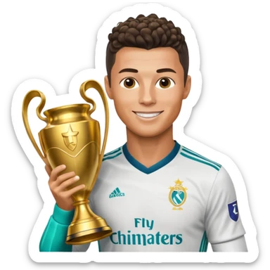 Cristiano Ronaldo holfing the champions league with noodle hair a bit longer noodle hair sticker