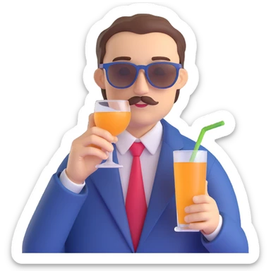 professor with sunglasses sipping a drink, scholarly look, relaxed pose sticker