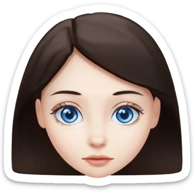 Pale girl with dark brown hair and blue eyes  sticker