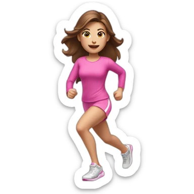running white skin woman, brown hair, pink clothes sticker