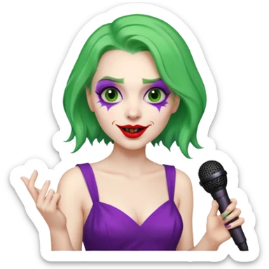 joker with dress, microphone, singing sticker