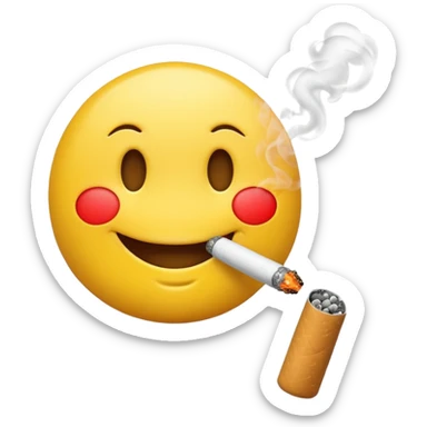 Smiley emoji smoking a cigarette  sticker