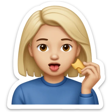 Tuck hair behind ear while biting lip emoji sticker