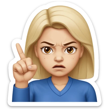 An angry lady with her finger up saying “Don’t PMO” sticker