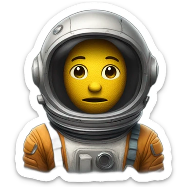 An astronaut with an old and worn-out helmet, lost in space. sticker