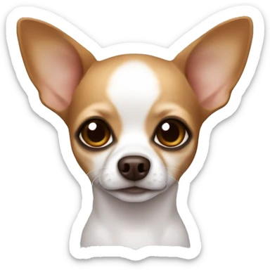 small chihuahua white with brown-red ears and around the eyes, eyes nose and eye outline brown sticker