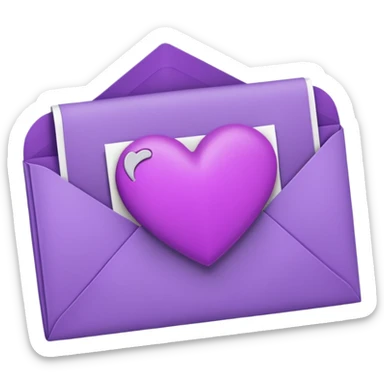 IOS's love letter emoji but with a purple heart instead of a red heart sticker