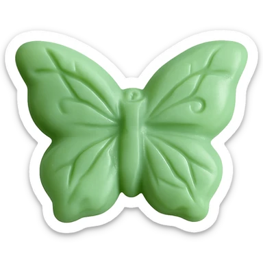 Make the realistic butterfly-shaped candy green. Keep the candy isolated on a transparent background with no visible background. Maintain a realistic style. sticker