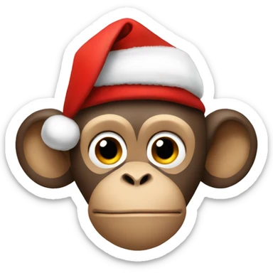 Monkey wearing a Santa hat sticker