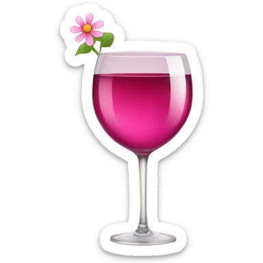 Pink wine glass with flower sticker