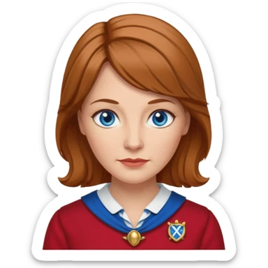 midle   aged female with Scottish red attire and dark blonde hair and blue eyes sticker