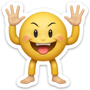 Smiley face with a attitude face and flipping his middle fingers of both hands and both feets sticker