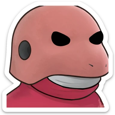 Squid Game pink guard mask with square shape on face, 3D style, detailed sticker