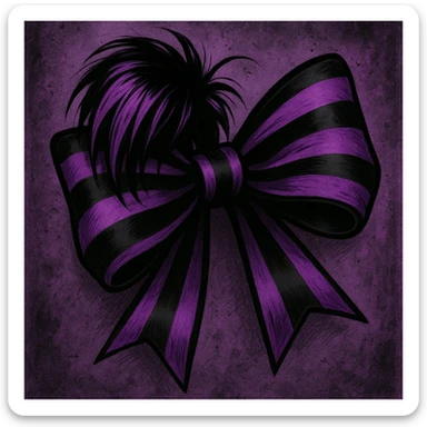 emo bow, black and purple, expressive and stylish sticker