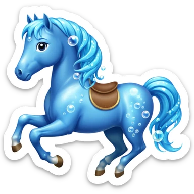 A magical horse made entirely of transparent bubbles and water, with a flowing mane of small bubbles sticker