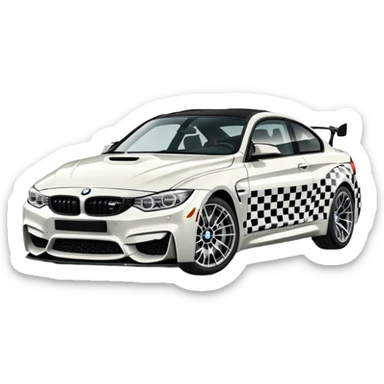 A retro sticker of a BMW M4 competition  sticker
