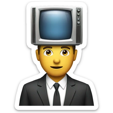 I man with a television for a head sticker