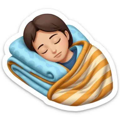 person sleeping on their side, cozy blanket sticker