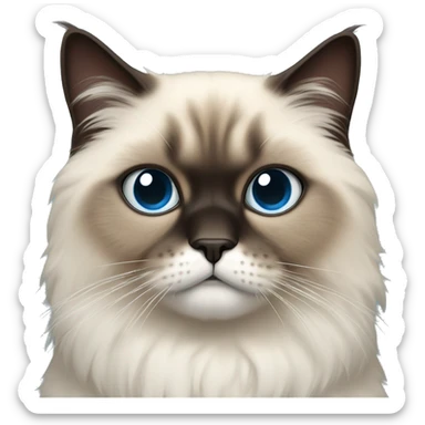 himalayan cat with light blue eyes and change the dark hair on his ears and face to be orange sticker