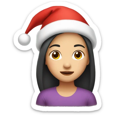 Asian girl with Christmas hat sticker