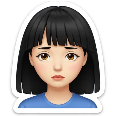 Mulher cabelo preto de franja chorando tudo escuroo sticker