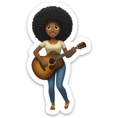 Mulher preta cabelo afro tocando bandolim escrito atrás clube do choro de Brasília. sticker