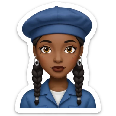 black woman with tattooed faces wearing berets sticker