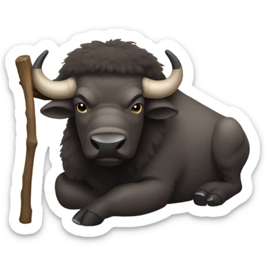 Buffalo with a big stick on its belly sticker