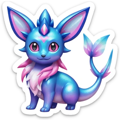 Nebulae Iridescent Glitter Scaled Shiny  Vaporeon-Glaceon-Sylveon-Amaura-Fakémon-fusion sticker