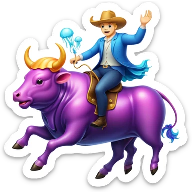 Jellyfish riding a bull sticker